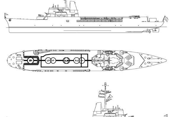 Корабль NMF Jeanne d'Arc R97 [Helicopter Carrier] (1964) - чертежи, габариты, рисунки